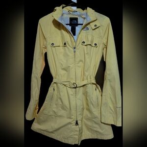 The North Face Hyvent Womens Trench Raincoat Yellow Windbreaker Jacket Sz Small